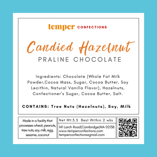 Candied Hazelnut Praline Ingredient label