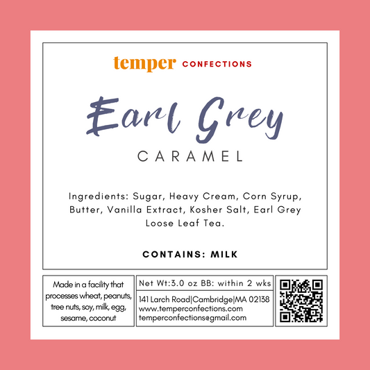 Earl grey Caramel Ingredient Label