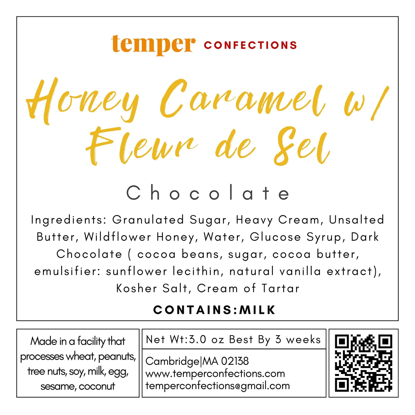 Ingredient Label for product