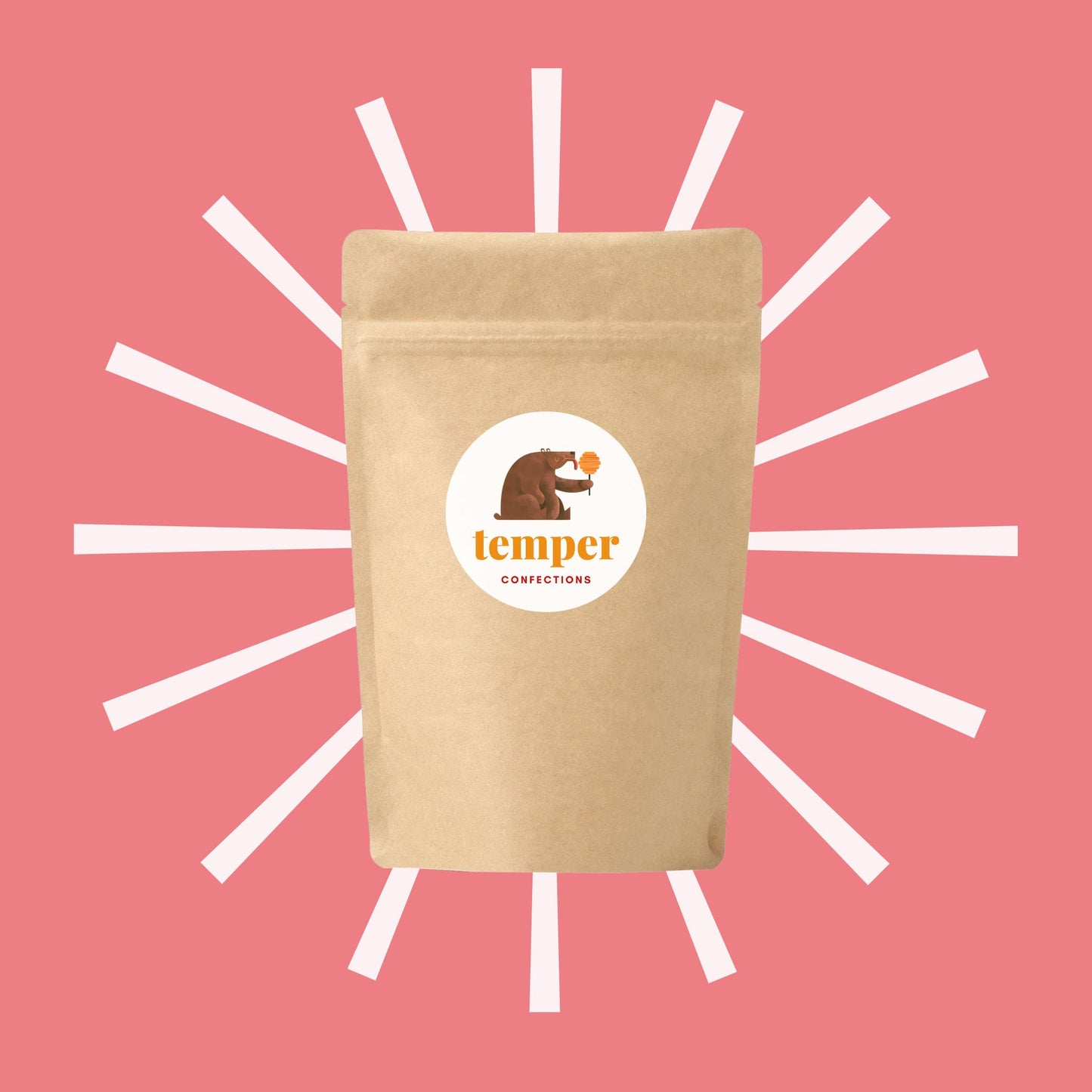 Kraft Bag with logo on pink background