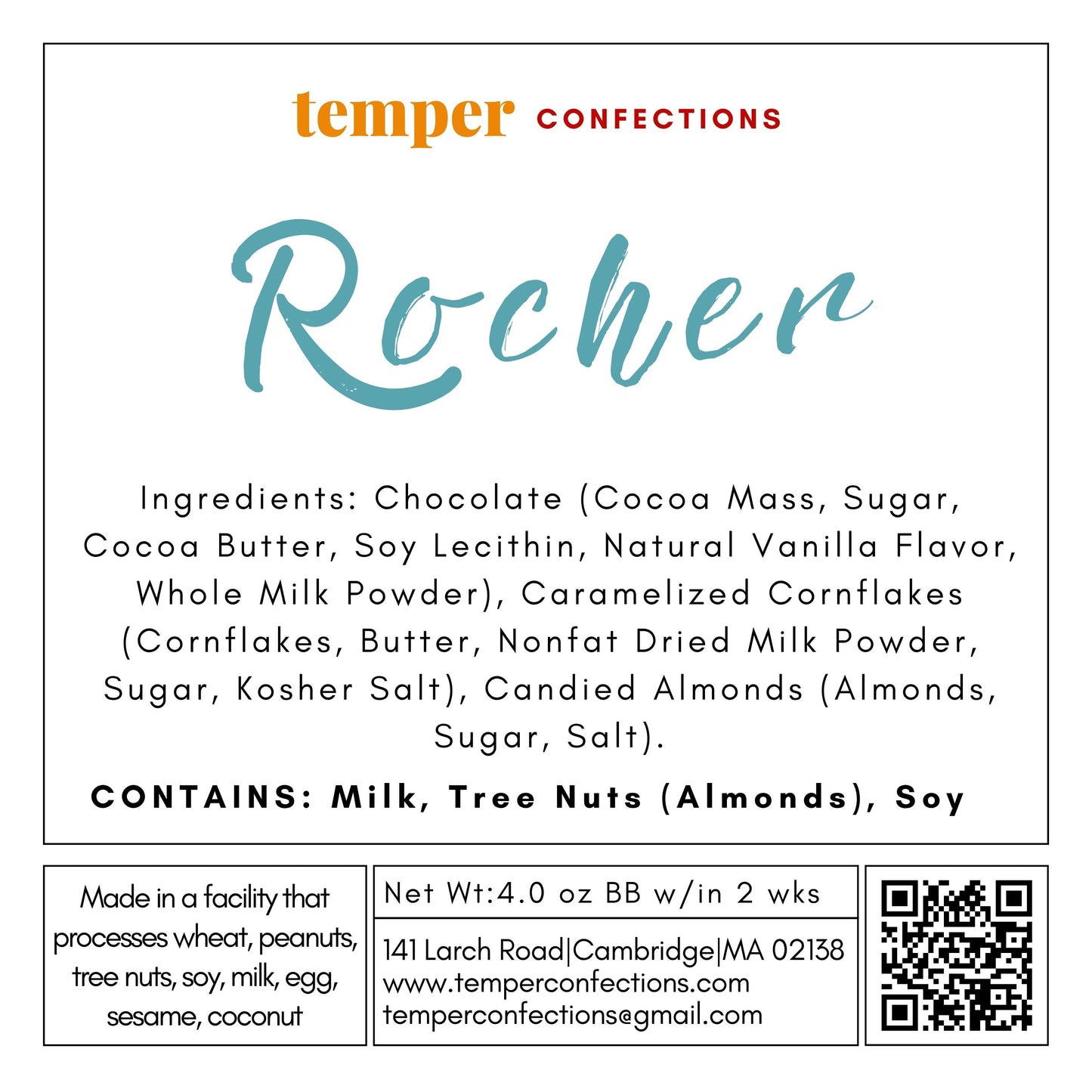 Ingredients and allergens of Rocher