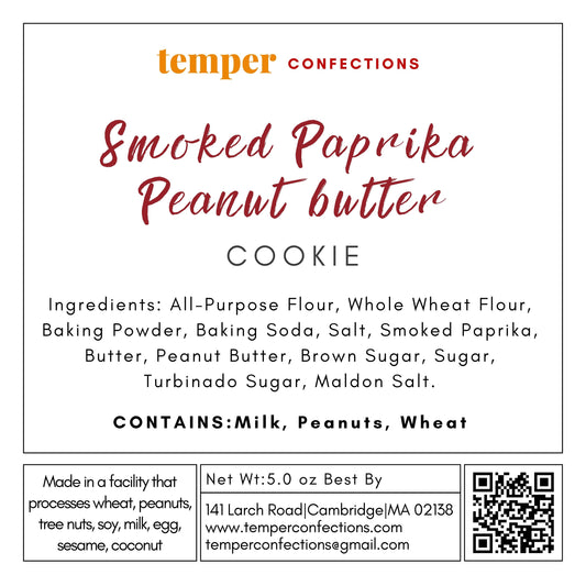 Ingredient and allergen label for smoked paprika peanut butter cookie