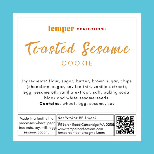 Toasted sesame cookie ingredient label