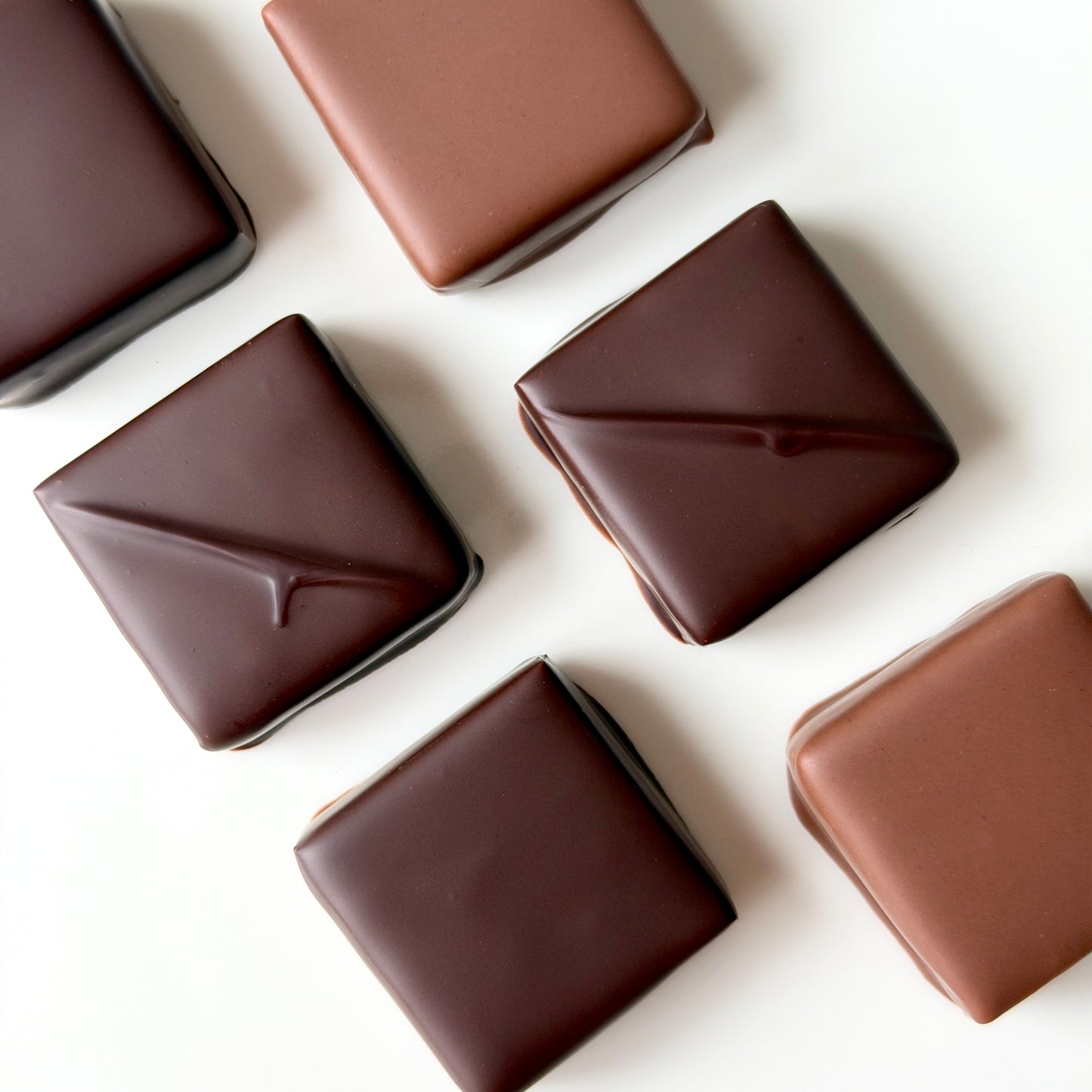 Chocolate candies on a white background
