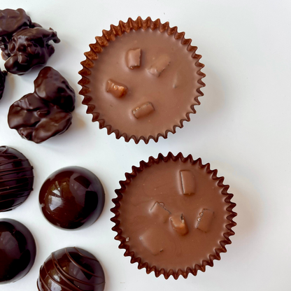 Assorted chocolate on a white background 