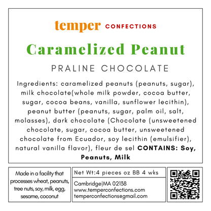Label of ingredients for Caramelized Peanut Praline Cup