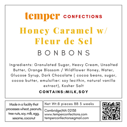 Ingredient label for honey caramel with fleur de sel