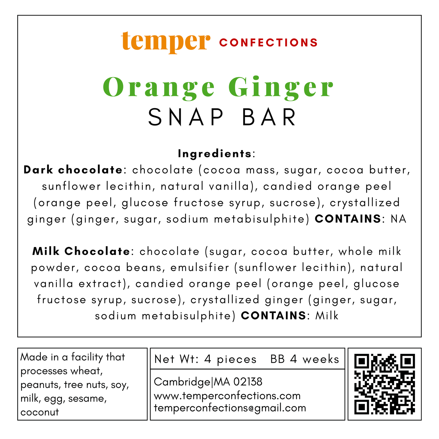 Orange Ginger Snap Bar