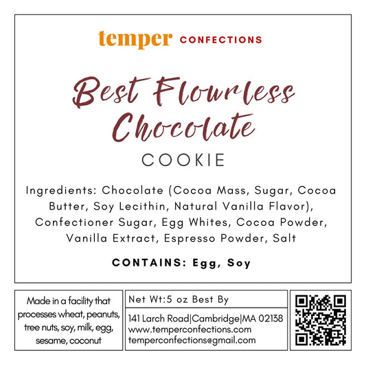 Best Flourless Chocolate Cookie Ingredient label